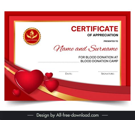 Blood Donation Certificate Vectors Free Download 1451 Editable Ai