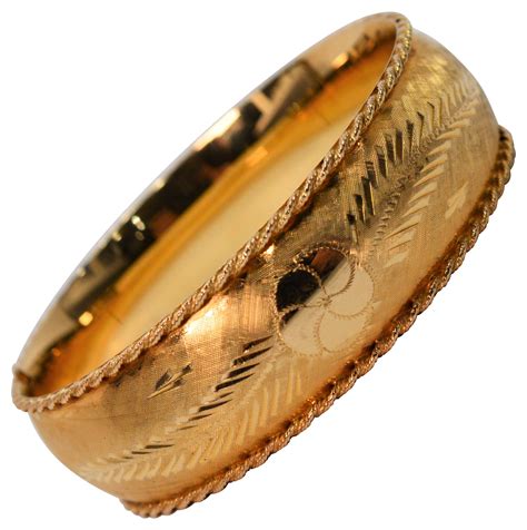 Engraved Gold Bangle Bracelet At 1stdibs