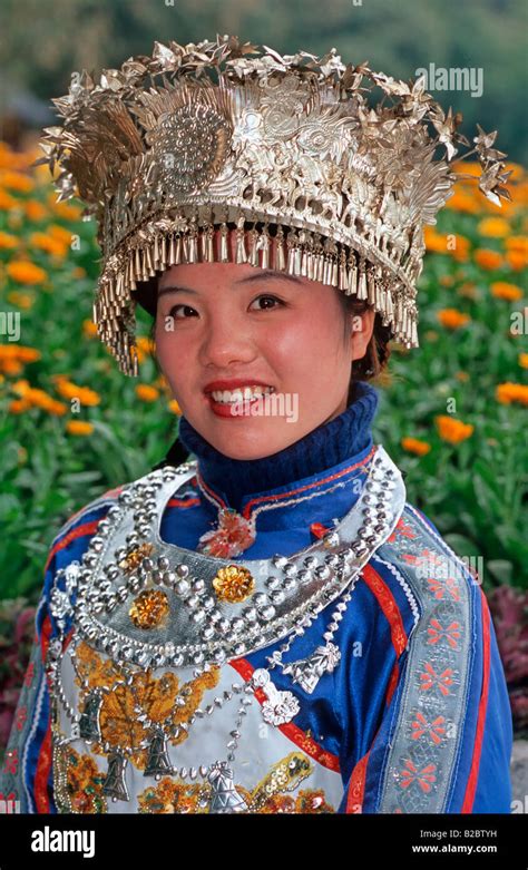 Zhuang Girl Ethnic Minority Guilin Guangxi China Asia Stock Photo