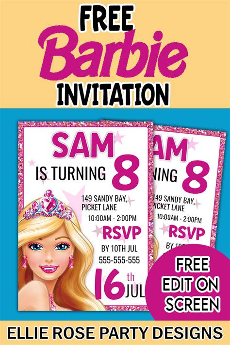 Barbie Birthday Invitation Free Printable Printable Templates