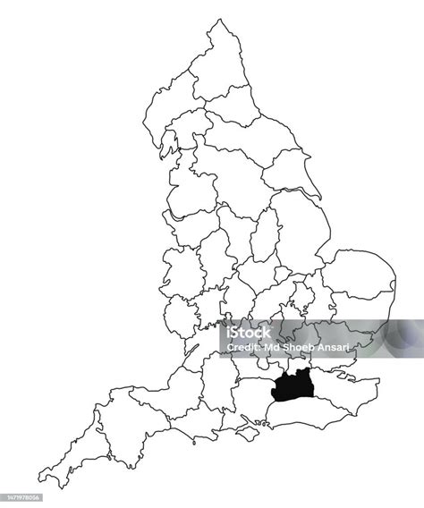 Map Of Surrey County In England On White Background Single County Map Highlighted By Black