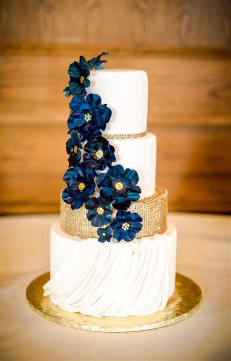 Navy Blue And Gold Wedding Cake Wedding Cake Blue Gold Navy Blue And