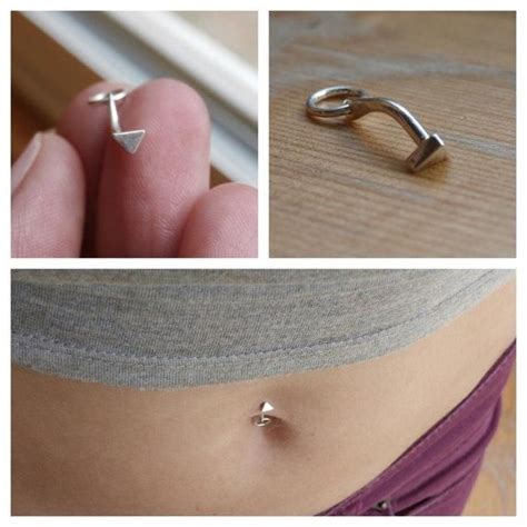 Grand Trine Belly Button Barbell Silver Gold Small Dainty