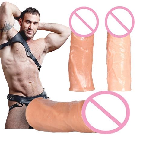 Realistic Skin Penis Sleeves Penis Extender Extension Enlargement Cock Rings Reusable Condoms