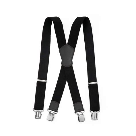 Black Suspenders For Men Wide Adjustable Elastic Extra Strong 4 X