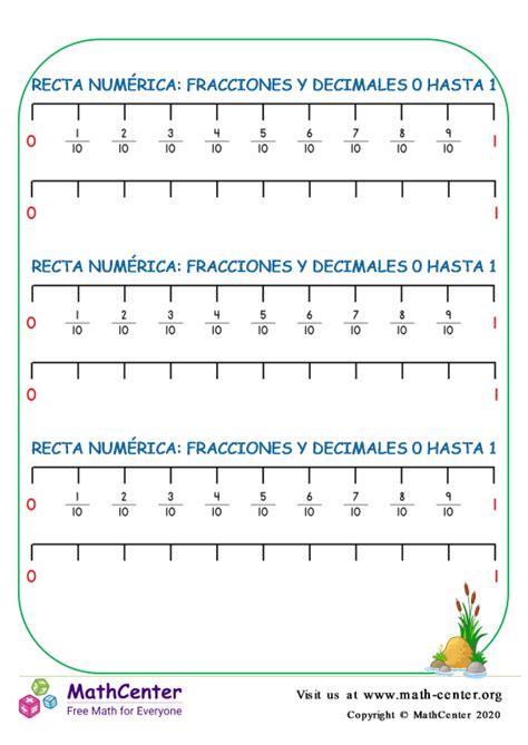 Cuarto grado Hojas de aprendizaje Fracciones en la Recta Númerica