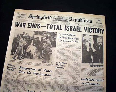 Great Six Day War Arab Israeli Ends 1967 Newspaper Uar Ebay