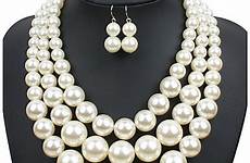 pearl jewelry necklace earrings party ladies red