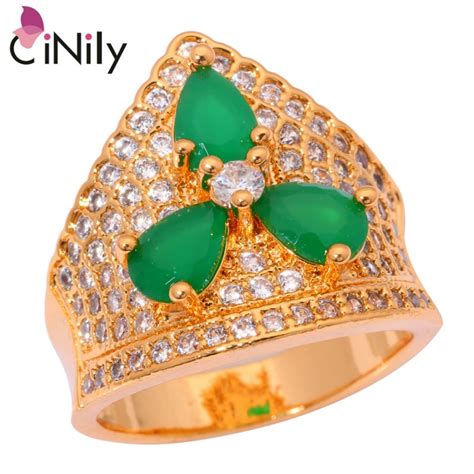 Cinily Green Zircon Cubic Zirconia Yellow Gold Color Wholesale Hot Sell For Women Fashion