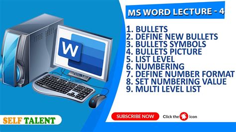 Ms Word Bullets And Numbering Tutorial Bullets And Numbering In Ms Word