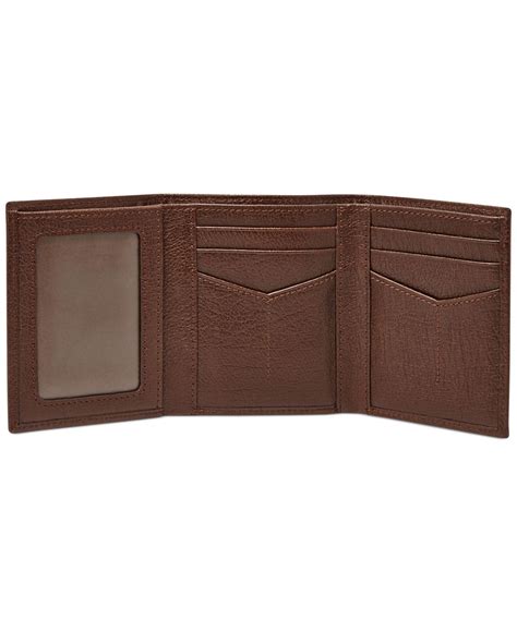 Lyst Fossil Omega Trifold Leather Wallet In Brown For Men