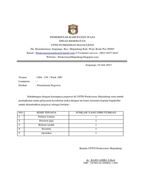 Detail Contoh Surat Pengajuan Penambahan Karyawan Koleksi Nomer