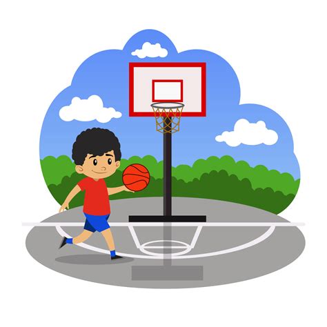 Kids Playing Basketball On Court 183745 Vector Art At Vecteezy