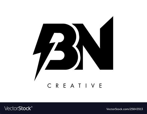 Bn Letter Logo Design With Lighting Thunder Bolt Vector Image