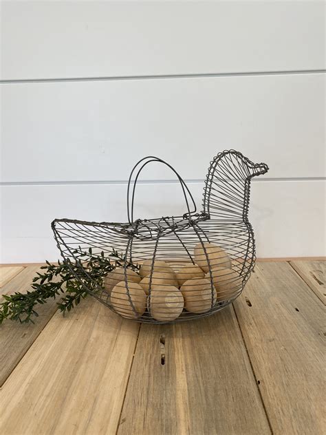 Vintage Chicken Wire Egg Basket Egg Basket With Handles Etsy
