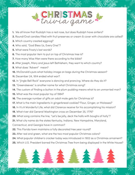 Christmas Trivia Questions And Answers Free Printable