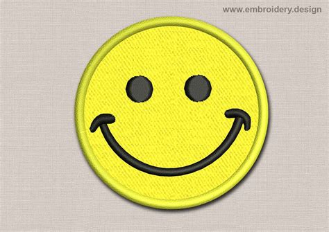 Design Embroidery Smile Patch Yellow Smiling Face By Embroiderydesign