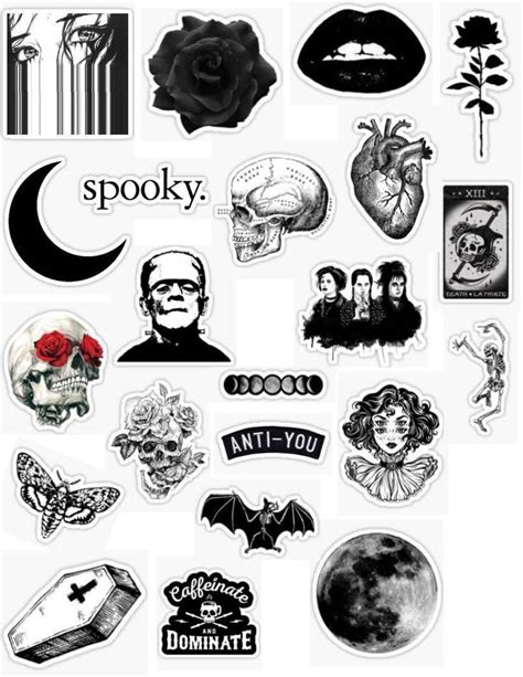 60 Aesthetic Stickers Printable Black And White Caca Doresde