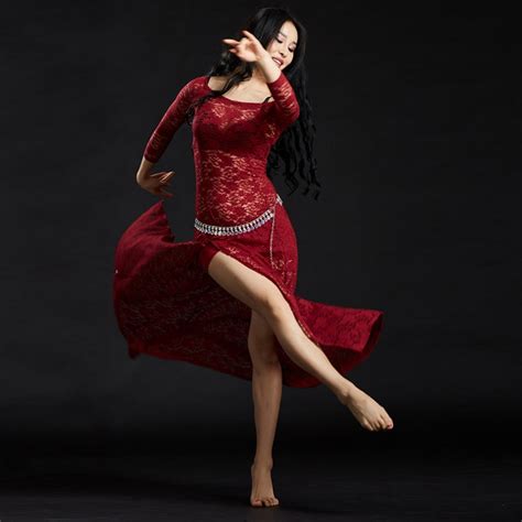 Dance Dress Lace Long Belly Dress For Women Jazz Costumes Ballerina
