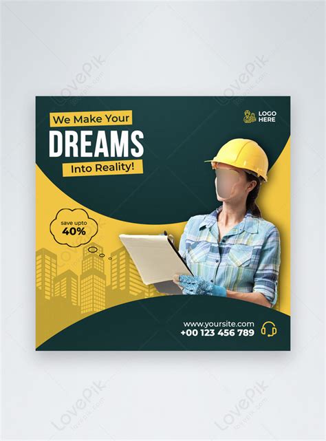 Construction Builders Agency Social Media Post Template Imagepicture