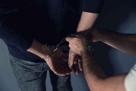 Man Putting Handcuffs On Drug Dealer Stock Image Image Of Hands Hemp