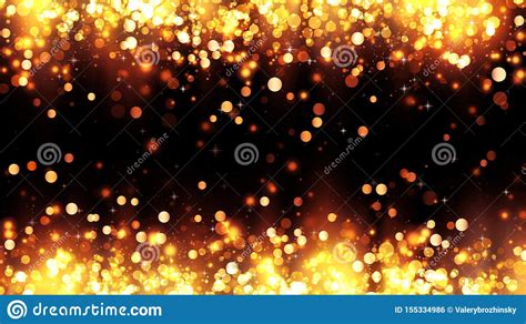 Frame Of Bright Golden Particles With Magic Highlights