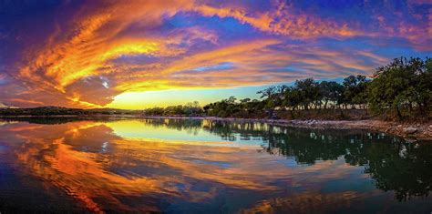Spectacular Sky Waves Panorama At Boerne City Lake Photograph By Lynn
