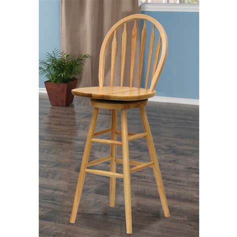 Winsome Wood Natural 2993 In H Bar Height Swivel Wood Bar Stool With