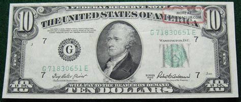 1950 B Ten Dollar Federal Reserve Note Grading Au Chicago 0651e Pm8