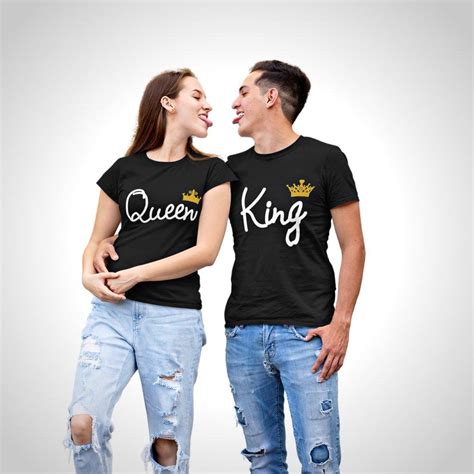 Shop Couple T Shirt King Queen With Golden Crown Hangout Hub