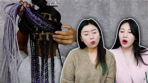 Korean Girls React To Box Braid Youtube