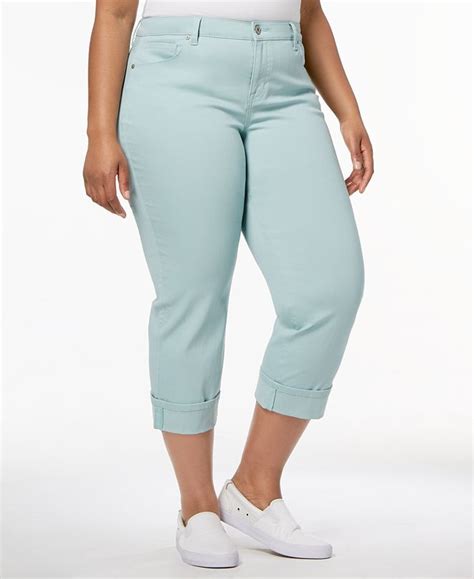 Style And Co Plus Size Curvy Cuffed Capri Jeans Created For Macys