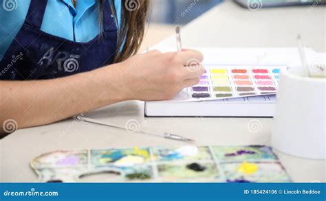 Visual Art Education Classroom Series Blurred Students Drawing