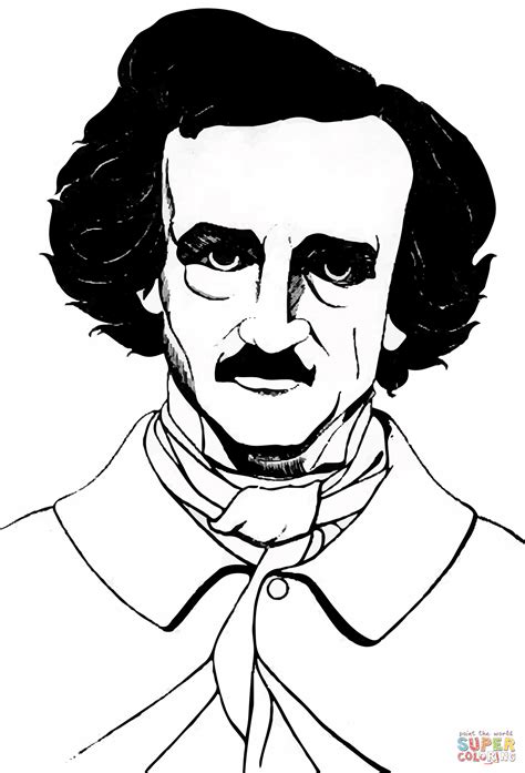 100% free famous people coloring pages. Edgar Allan Poe coloring page | Free Printable Coloring Pages