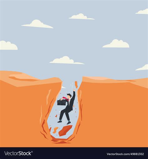 businessman fell into the hole need help vector image