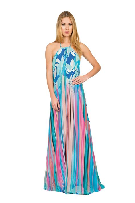 Caffe Long Silk Beach Dress With Open Back Etnico Color Longa