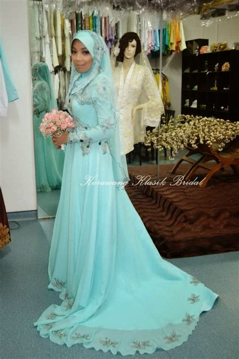 25 Contoh Model Baju Pengantin Muslim Warna Biru ...