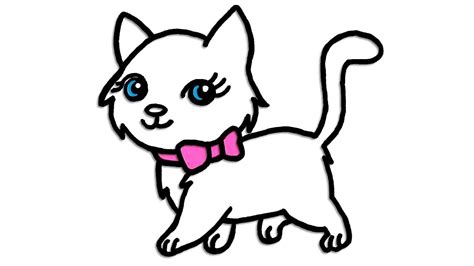 How To Draw A Cute Little Kitty Cat Color And Draw Easily For Kids