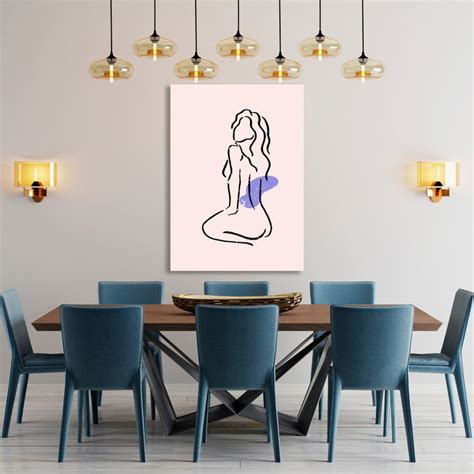 Woman Nude Body Line Art Print Naked Female Canvas Art Etsy