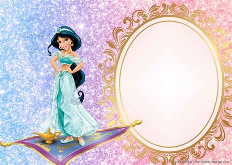 Free printable postcards template are elegant and easy to create your personalized invitation cards. (FREE PRINTABLE) - Princess Jasmine Birthday Invitation ...