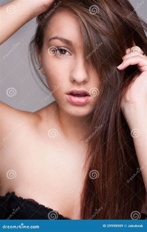 Beautiful Girl Posing In Studioisolated On Gray Stock Image Image