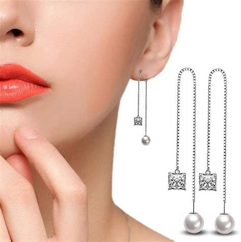 Pendientes Sencillo Diseño Perla Gota Aretes De Plata 925 Para Mujeres Crystal Joyas Plateado De