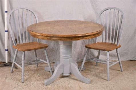 Round Oak Kitchen Table With Two Spindle Back Chairs 942 151 Rh
