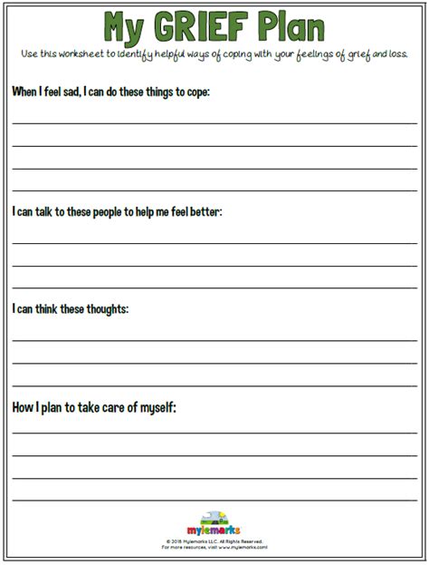 Free Printable Grief And Loss Worksheets Abc Worksheets