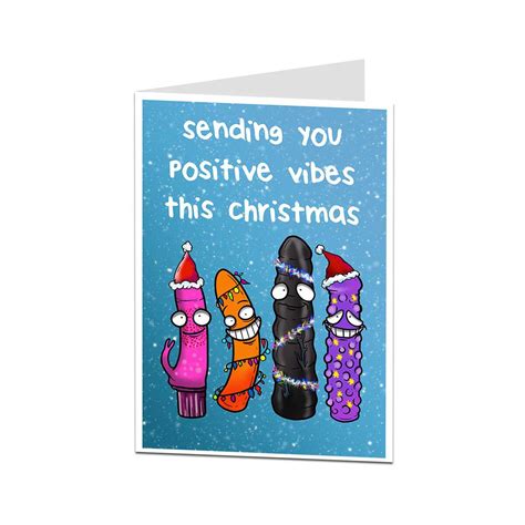 Funny Rude Christmas Card For Women Her Sending You Positive Etsy Uk