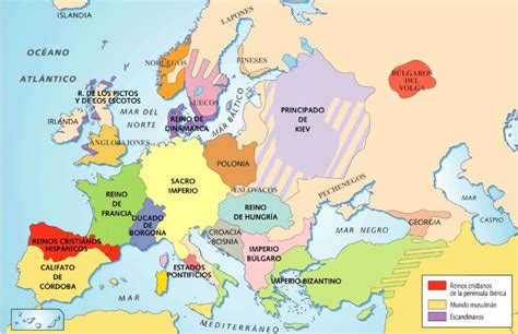 Mapa De Europa En El Año 1000 Mapa De Europa Europa Feudal Europa