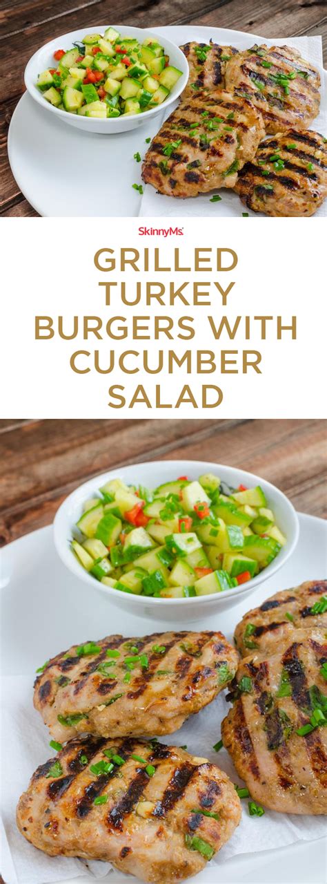 Grilled Turkey Burgers With Cucumber Salad