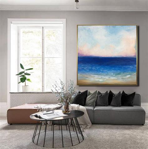 Abstract Seascape Paintings On Canvas Ocean Acrylic Painting Etsy