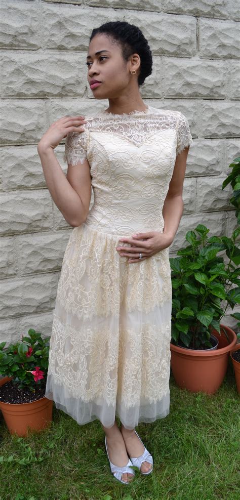 Lace Vintage Style Tea Length Dress Custom Made To Order For Special
