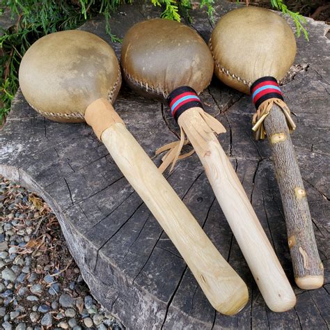 Native American Rawhide Rattles For Sale Tachini Drums